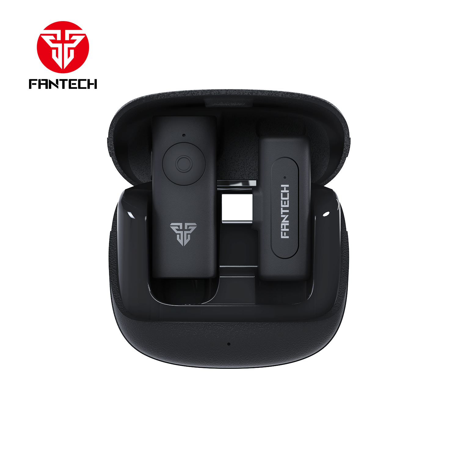 Fantech WMV11L Type-C wireless microphone in charging case.
 Fantech WMV11L Type-C wireless microphone in charging case.